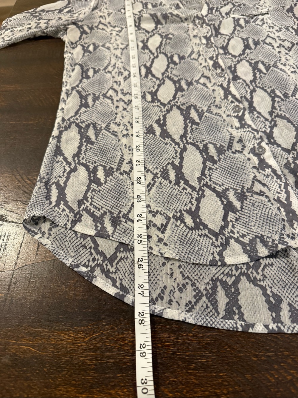 KUT from the Kloth Harper Snake Print Roll Tab Blouse Gray Small - Picture 12 of 15